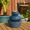 Glitzhome® 8.75" LED Turquoise Leaf Textured Ceramic Tabletop Fountain